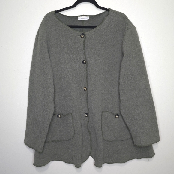 bryn Walker Sweaters - Bryn Walker Womens Fleece Button Up Sweater Muted Sage Green Size Large Cozy